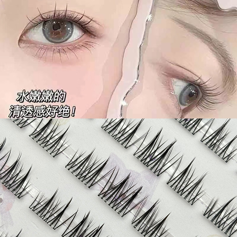 Un agente de cabello sin pegamento perezoso de doble punta flores de sol falsas pestañas femeninas sobrenaturales grupo de mujeres coreanas pestañas densas