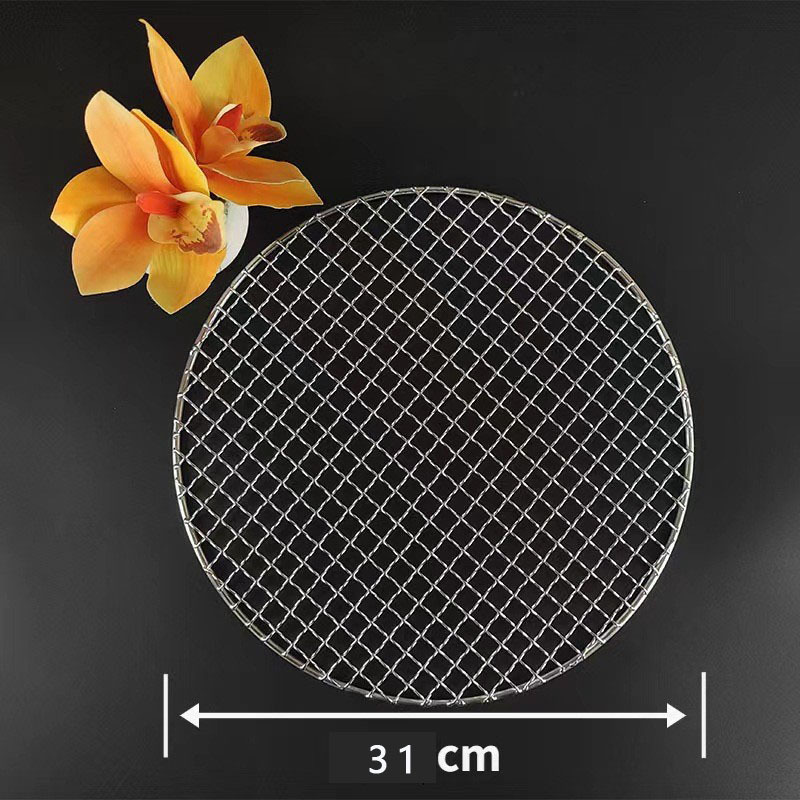 Fábrica en stock al por mayor barbacoa portátil de malla con patas en relieve parrilla de barbacoa al aire libre ronda de acero inoxidable barbacoa red