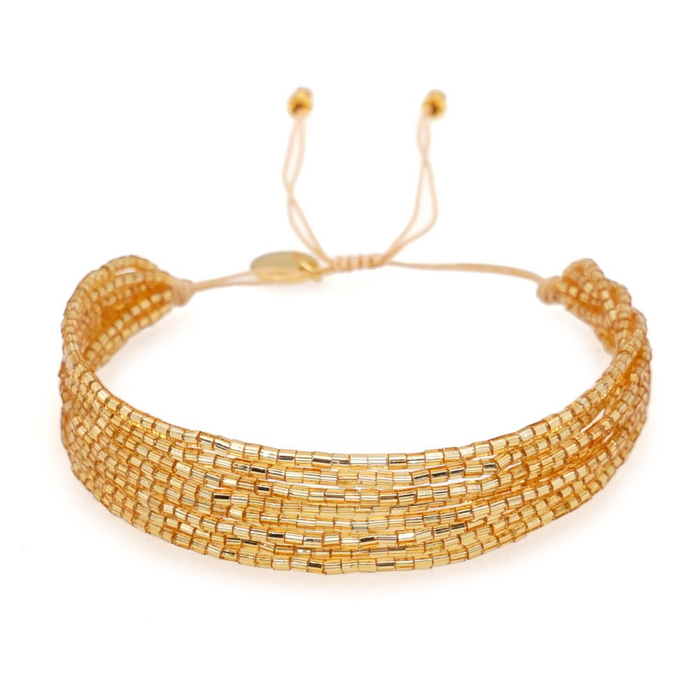 Simple Bohemian Multi-layer Beaded Hand Jewelry Miyuki Bead Woven Cross Diamond Bracelet For Women display picture 5