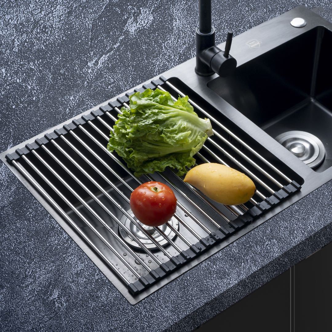 Stainless Steel Kitchen Supplies Folding Drain Rack Water Rack Sink Kitchen Storage Rack Vegetable Water Control Rack Dish Rack
