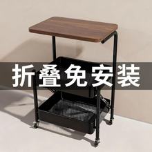 可折叠铁艺推车置物架落地移动带轮卧室零食推车厨房收纳储物架子