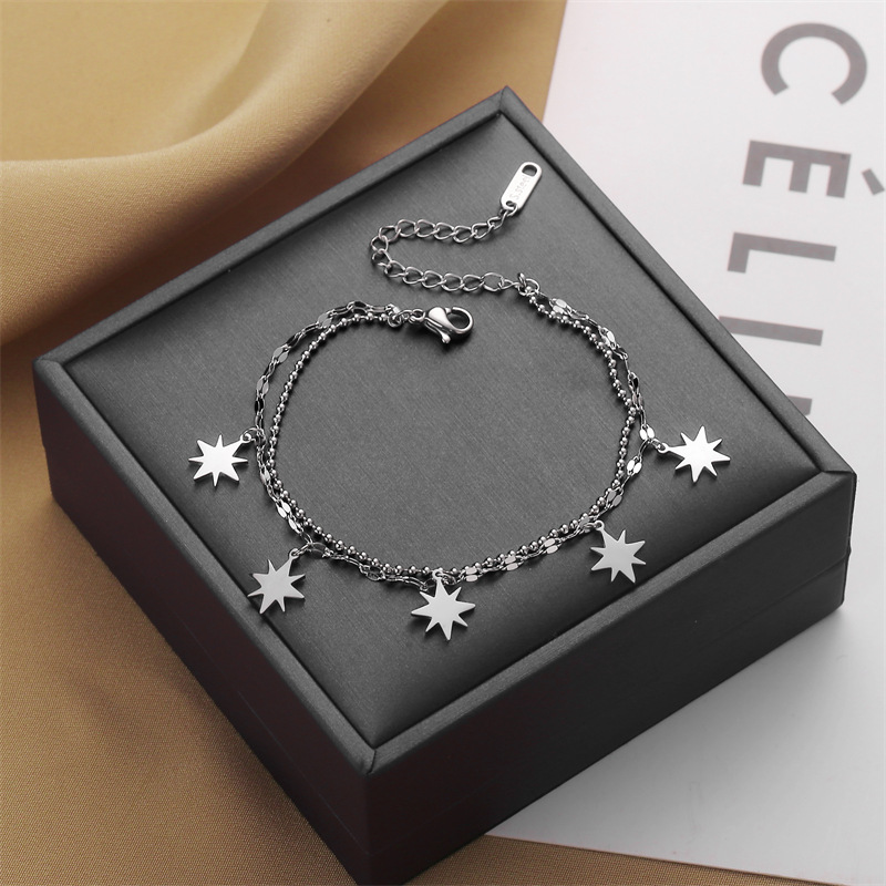 Pulsera de acero de titanio de hip hop de ocho brazaletes para mujeres Xiains nicho lujoso diseño transfronterizo de joyería no se desvanece