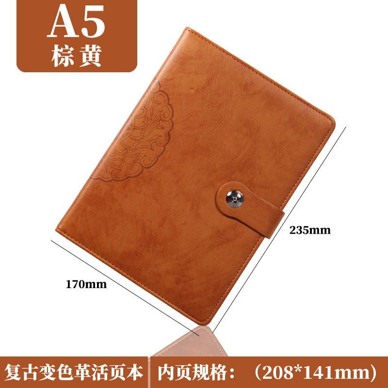 メーカー卸売a5ビジネスオフィスルーズノートb 5高級レトロ会議記録ノートはロゴを印刷できます。|undefined