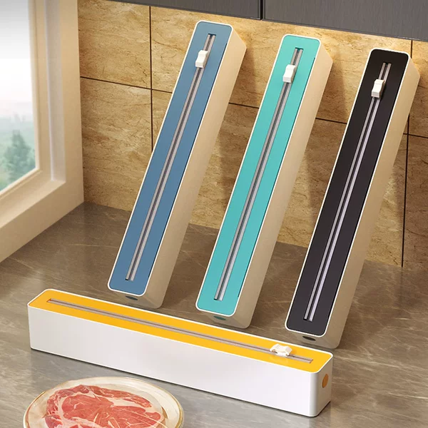 Plastic Wrap Cutter for Kitchen Use, Tin Foil, Baking Paper, Magnetic Wall-Mounted Plastic Wrap Cutting Box, Sliding Knife Cutter