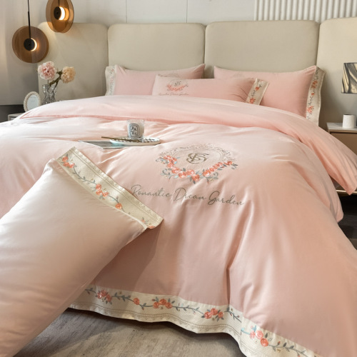 Manufacturer's new thickened Xinjiang cotton long-staple cotton embroidered brushed cotton four-piece set sheet quilt cover bed sheet wholesale