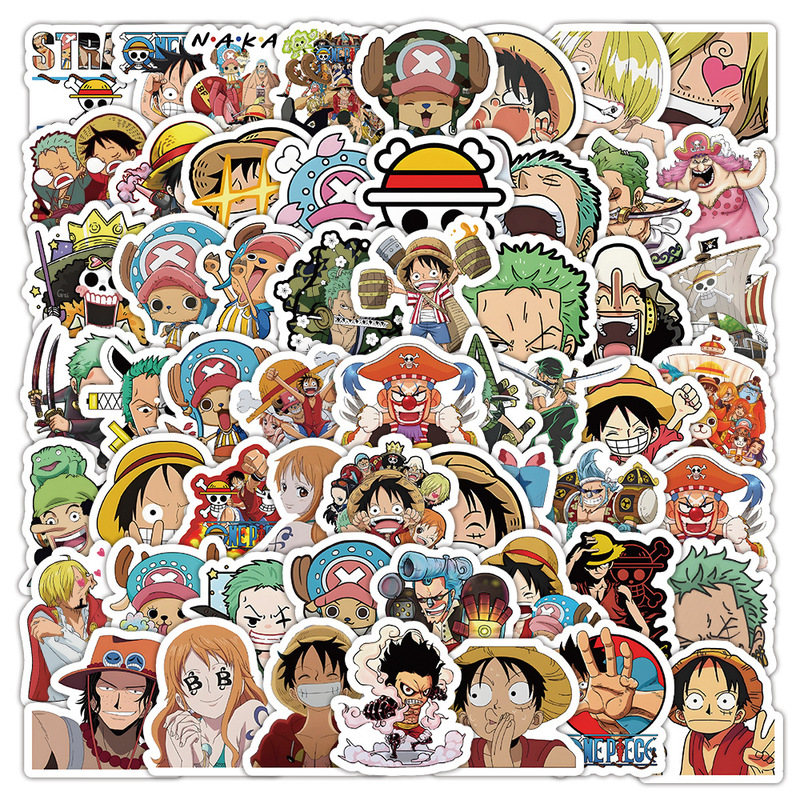 100 One Piece Graffiti Stickers Cartoon Secondary Decoration Mobile Phone Luggage Cup Stickers Factory Wholesale
