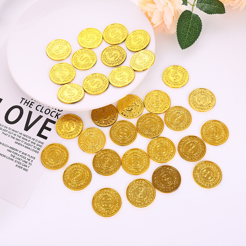 Wholesale 34mm pirate gold coin props activity treasure treasure gold coin children's toy plastic game suit coin Wholesale 34mm pirate gold coin props activity treasure treasure gold coin children's toy plastic game suit coin