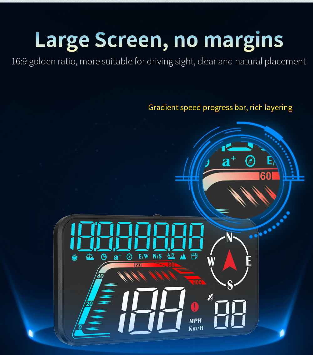 Universal Car HUD Head-Up Display, Beidou GPS Car Driving Direction and Time Display, New Cross-Border Model