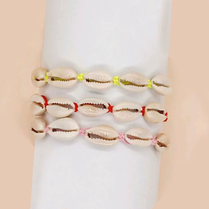 Европейские и американские трансграничные продажи богемного стиля чисто ручной тканый браслет из ракушек ручной работы