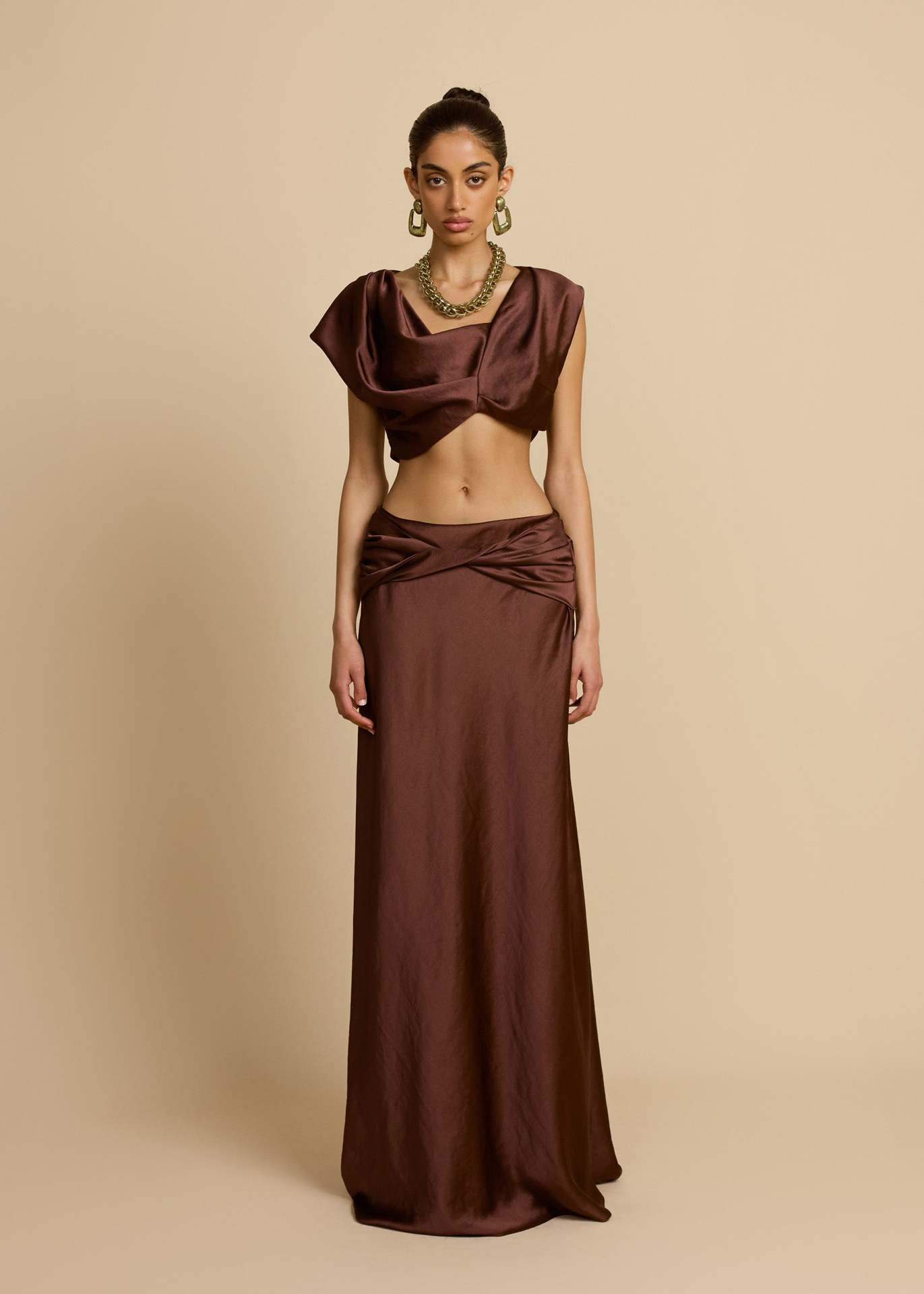 Sexy Geometric Panel Two-Piece Dress Set, Ruched Bustier Top With Asymmetrical Skirt For Women Fashion-Forward Two-Piece Set_ecoleips.com