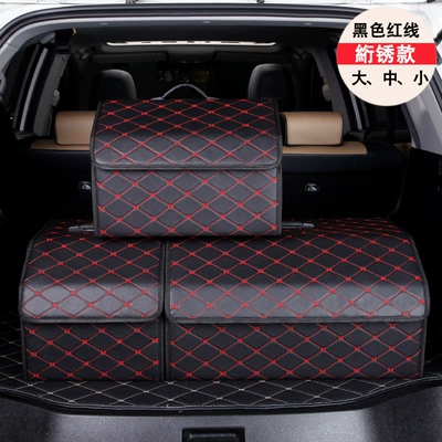 Car storage bag/box – Car storage storage box - embroidery-black-red-line-extra-large-653030cm