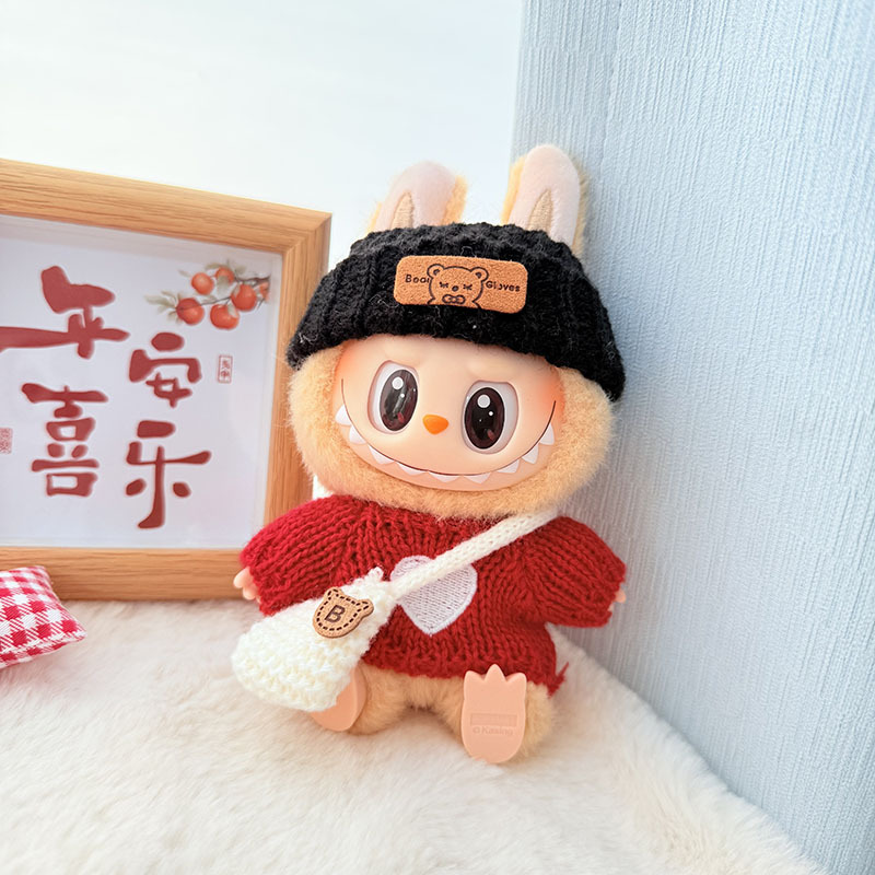 Solo ropa] Llavero de primera y segunda generación Labubu colgante de ropa Rabubu ropa de bebé suéter de punto traje de sombrero