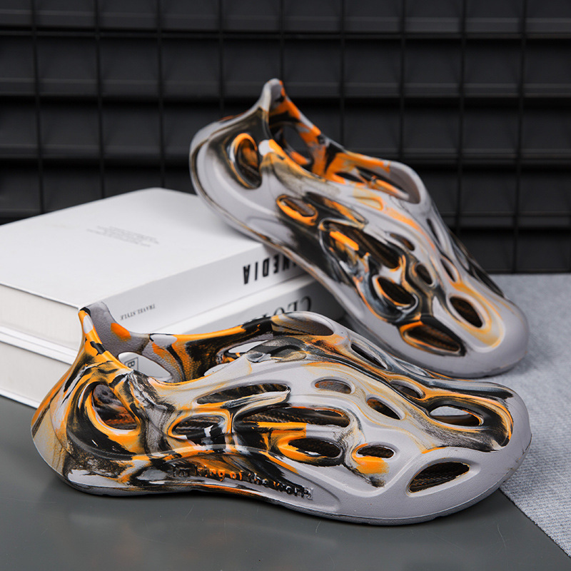 Una pieza de zapatos de agujero para hombres 2024 verano nuevo eva pedalear sensación ligera antideslizante sandalias de playa