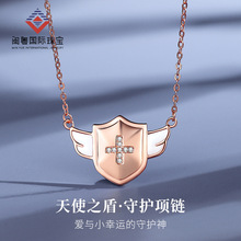s925银天使之盾项链女小众设计来图来样加工定制【源头工厂直销】
