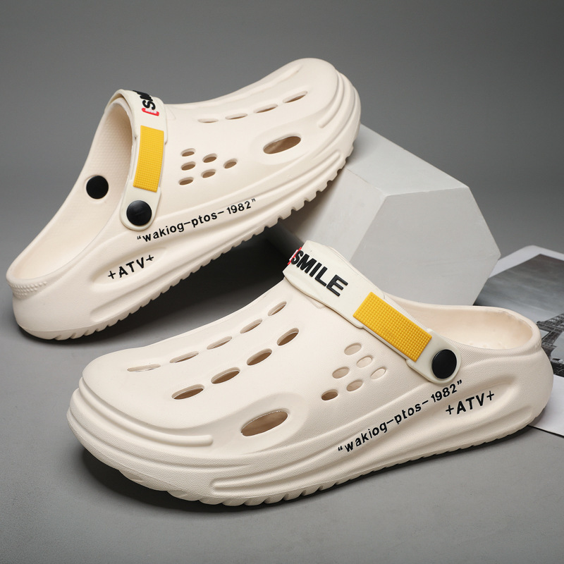 Cave shoes men's indoor home and outdoor wear 2025 net red eva excrement feeling two wear beach sandals and slippers slipper