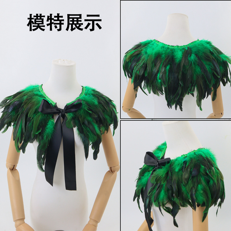 Ventas transfronterizas calientes de Halloween nuevos góticos plumas sopa oscuras espectáculo de baile vestido accesorios de desfile