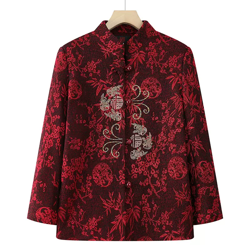 奶奶秋冬外套女老年人唐装喜庆太太婚宴装厚加绒老人生日过寿礼服