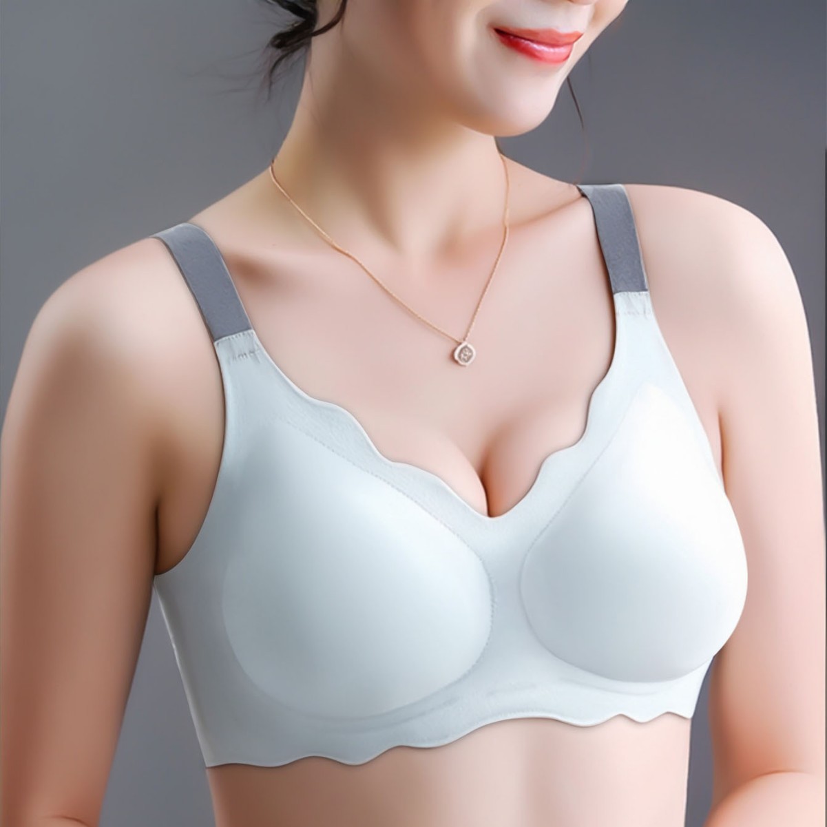 Nuevo sostén sin marcas para mujeres sin anillo de acero de tamaño grande se reúnen en la parte superior dulce transpirable y el pecho delgado ropa interior de espalda image 1