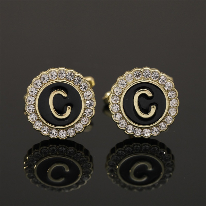 Cufflinks For Men With Initial Letters, Elegant Round Studded Gift_voghion.com
