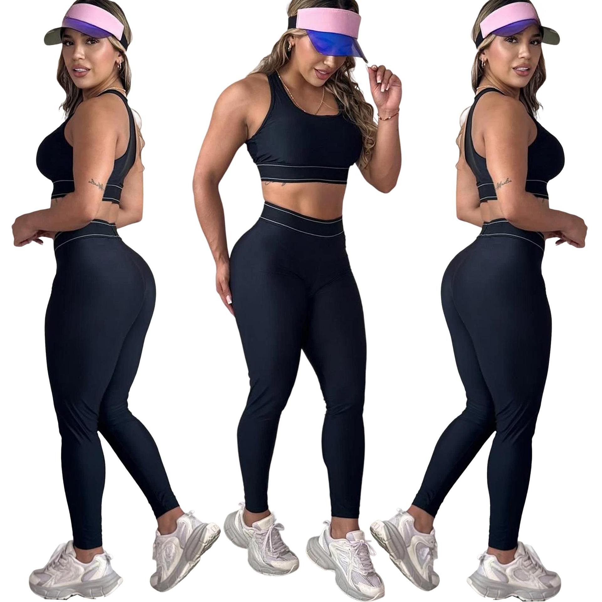 Q6253 Summer New Fashion Letter Yoga Fabric Sports Vest Trousers Fitness Sports Ladies Two-Piece Set