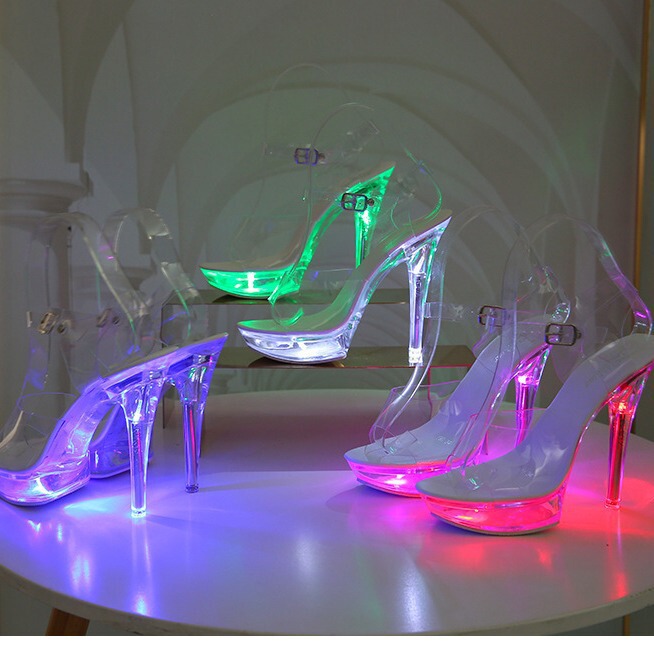1099-F 34-43 Sexy Super High Heels, Luminous Stiletto Heels, Waterproof Platform Sandals, Transparent Model Crystal Shoes, Wedding Shoes 1099-F 34-43 Sexy Super High Heels, Luminous Stiletto Heels, Waterproof Platform Sandals, Transparent Model Crystal Shoes, Wedding Shoes