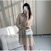 厂家直供2024冬季新款褶皱重工刺绣时尚大码气质显瘦宽松连衣裙