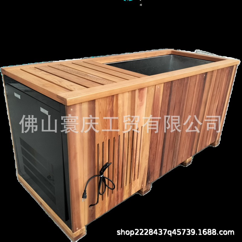 Square Cold Cylinder Red Cedar Stainless Steel Cold Bath with Machine Hot and Cold Outdoor Sports Rehabilitation Export Export