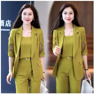 Professional Three-Piece Suit for Women 2025 New Fashion Summer Slimming and Western Style Harem Pants Suit Thin