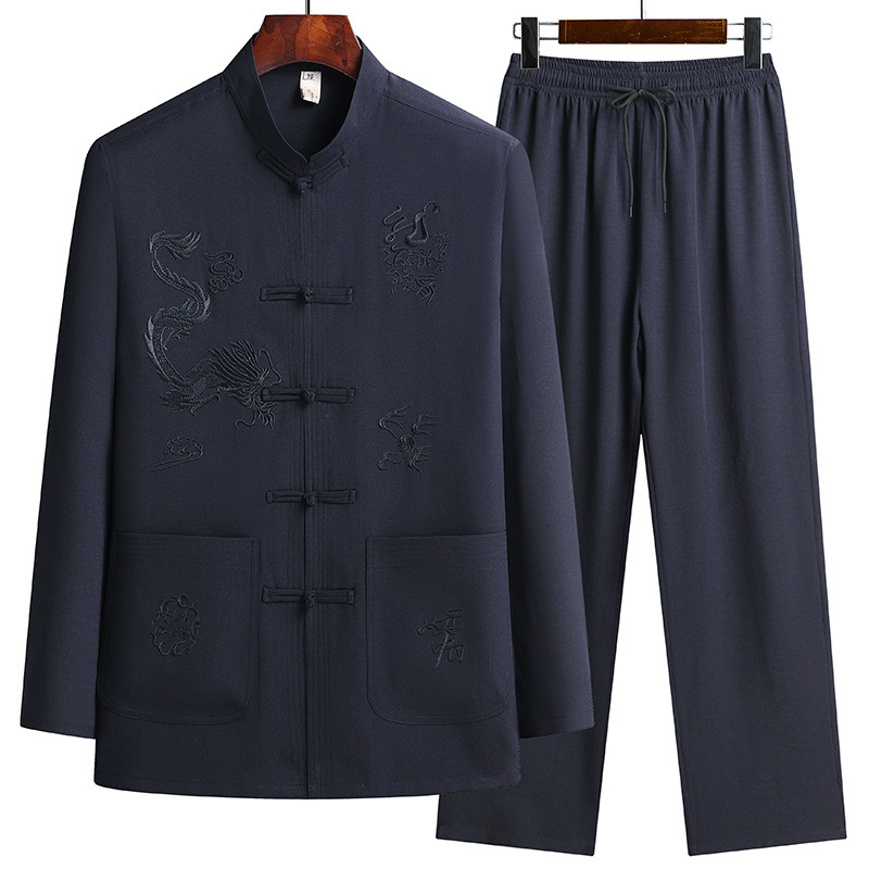 Tang suit for middle-aged and elderly men, spring and autumn outfit for dads, grandpas, long-sleeved 2026 new Chinese-style national style wedding banquet attire Tang suit for middle-aged and elderly men, spring and autumn outfit for dads, grandpas, long-sleeved 2026 new Chinese-style national style wedding banquet attire