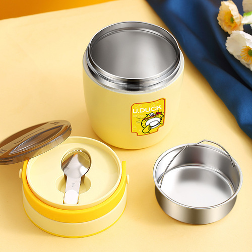 Little Yellow Duck 316 stainless steel vacuum insulated student lunch box for home dormitory office workers portable pot and rice bucket