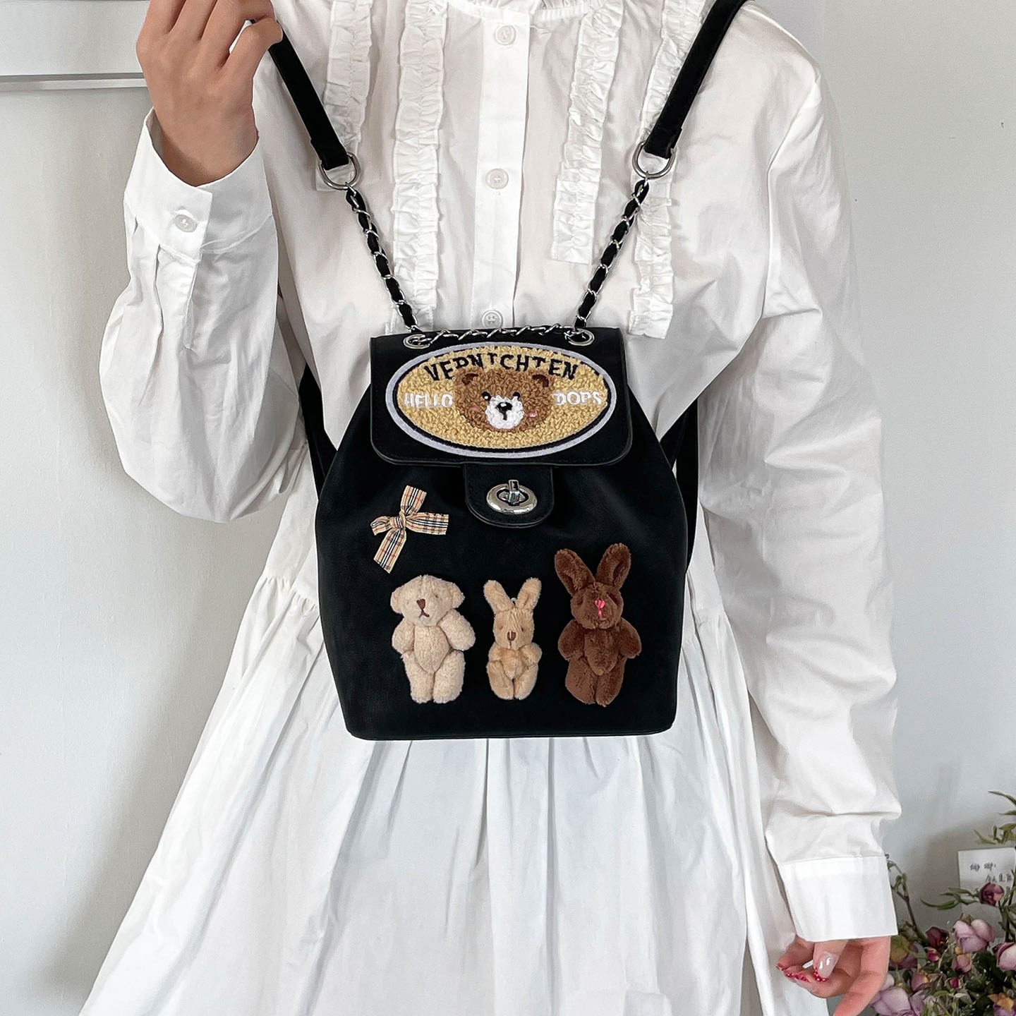 Mini mochila popular de moda femenina nueva mochila de dibujos animados Bear Nichong 2026 viaje de verano lindo japonés