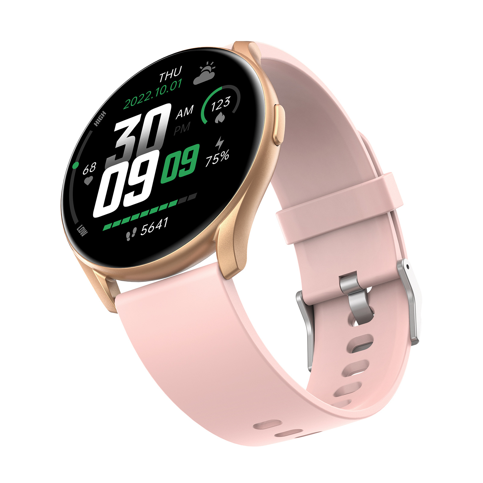 2022新品圆屏GTR1手环学生运动呼吸心率微信推送血压测温智能手表