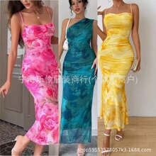 女装源批发跨境亚马逊欧美SHEIN连衣裙dress爆款气质优美法式复古