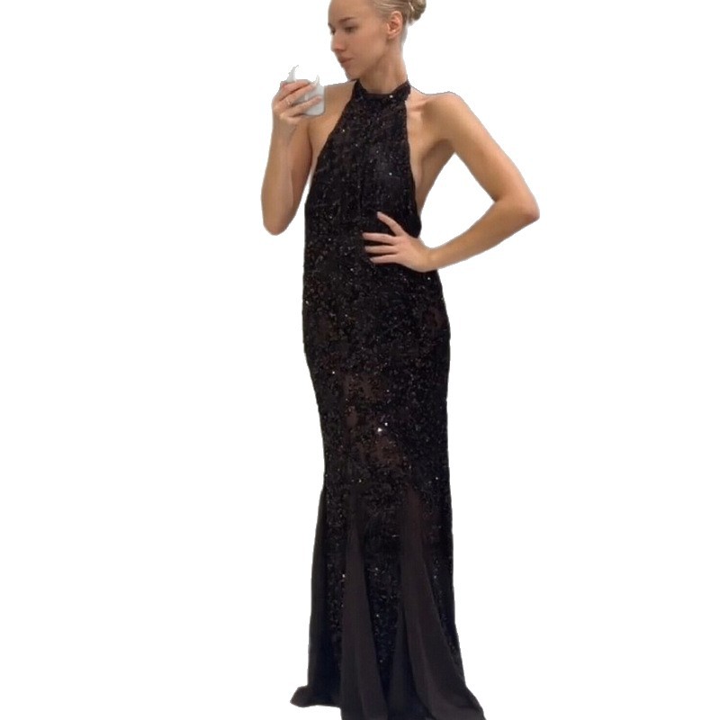 Women Off The Shoulder Spaghetti Strap Sequin Dress Elegant Fashion Evening Party Prom Gown For Formal Cocktail Events_ecoleips.com