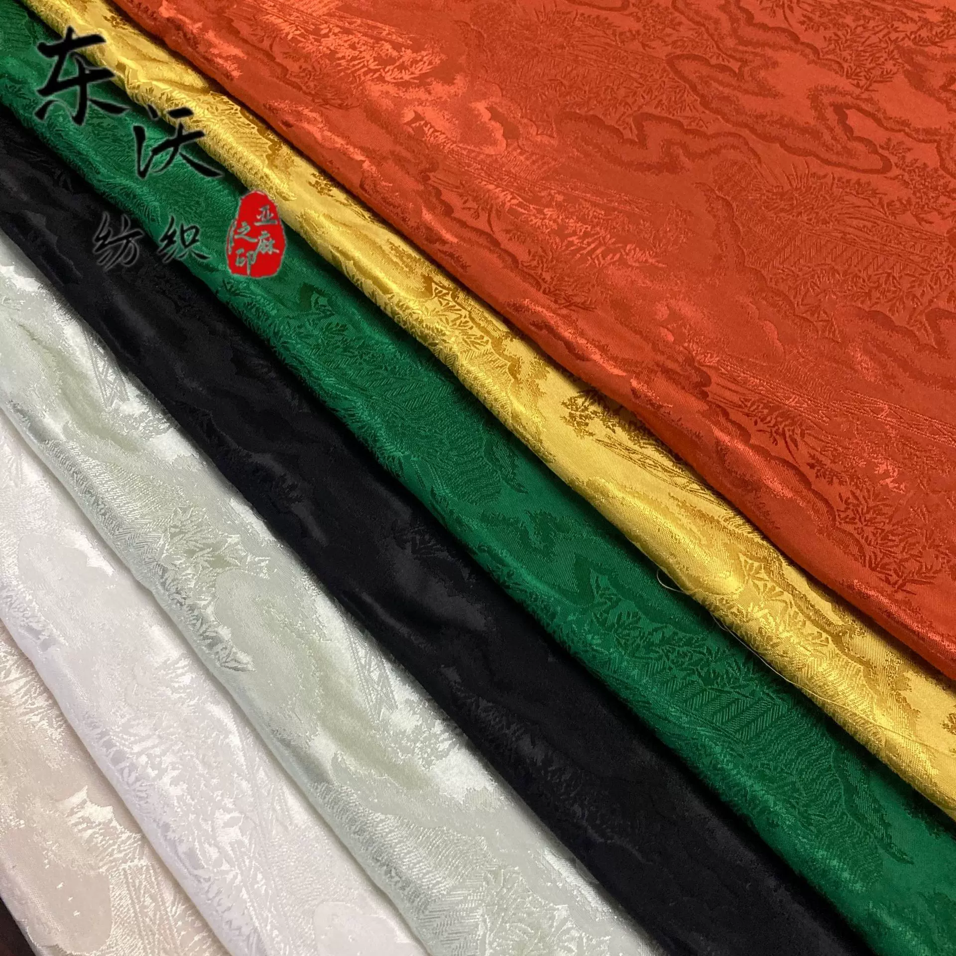 2022新款人丝人棉提花布 祥云竹林提花 国风缎面旗袍裙裤汉服面料