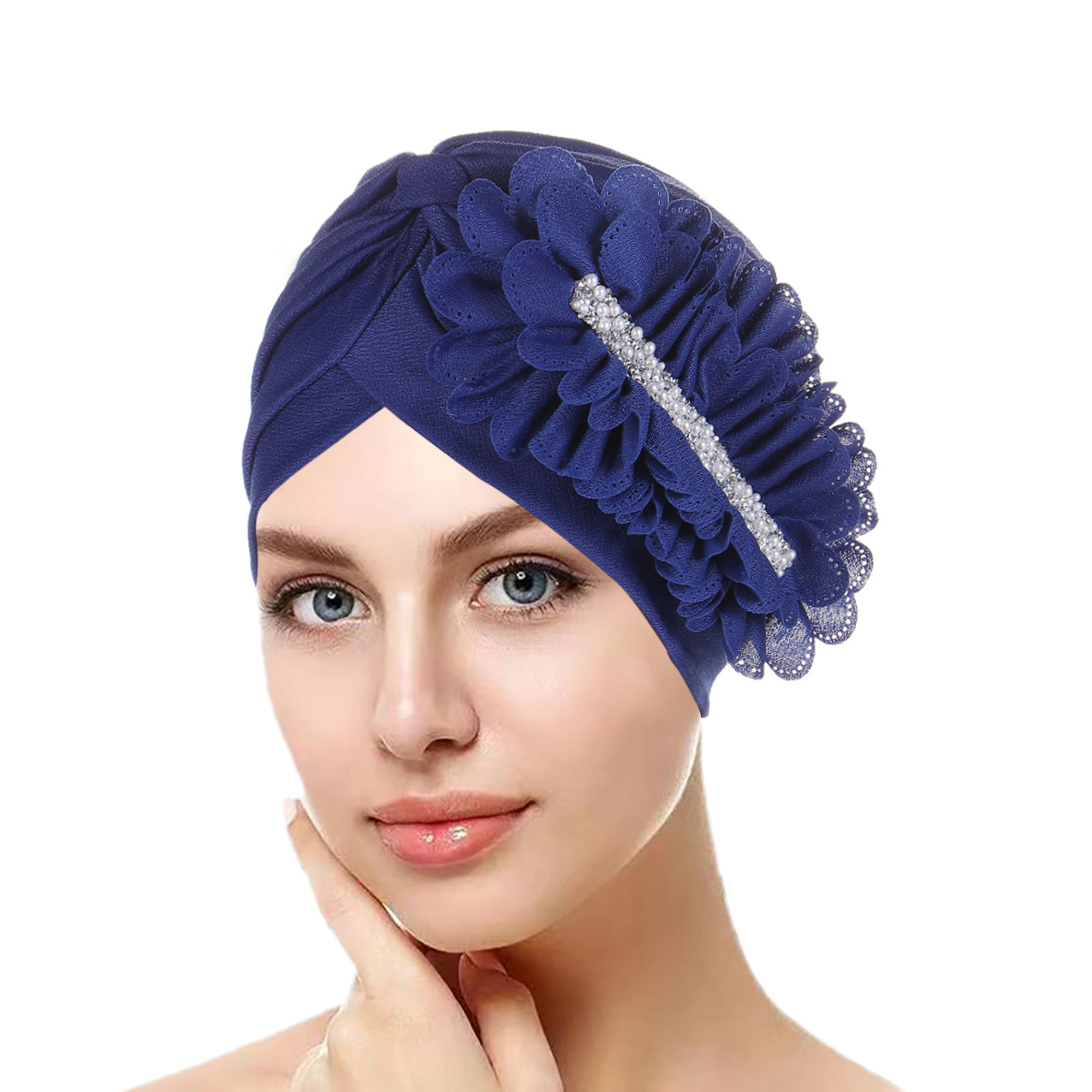 Turban Hat For Women With Diamond Appliqués Solid Colour Design_voghion.com