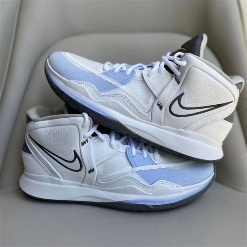 Spring Hot Style Kyrie8 Irving 8Th Generation Basketball Shoes Men's White Ice Blue Valentine's Day Practical Wear-Resistant Sports Shoes