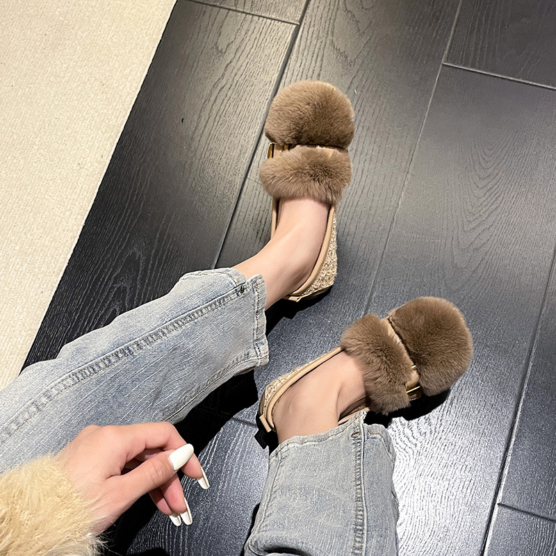 Otoño e invierno 2024 nuevos zapatos de guisantes de fondo plano para mujer más zapatos de lana cálidos de terciopelo para mujer zapatos de gran tamaño para el invierno 41-43 image 4