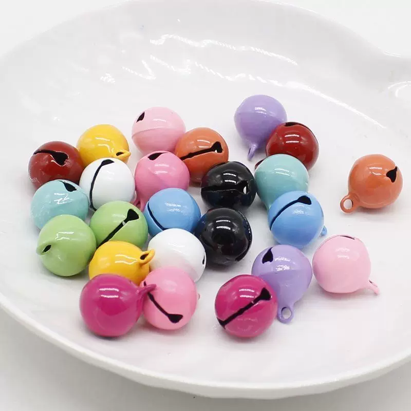 14mm糖果色小铃铛圣诞装饰宠物项链钥匙扣毛绒挂饰手工diy材料