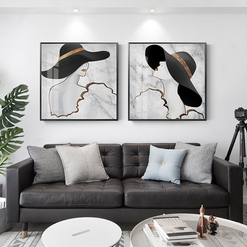 Postmodern Character Living Room Decorative Painting Light Luxury Sofa Background Wall Hanging Painting Studio Nordic Entrance Restaurant Mural