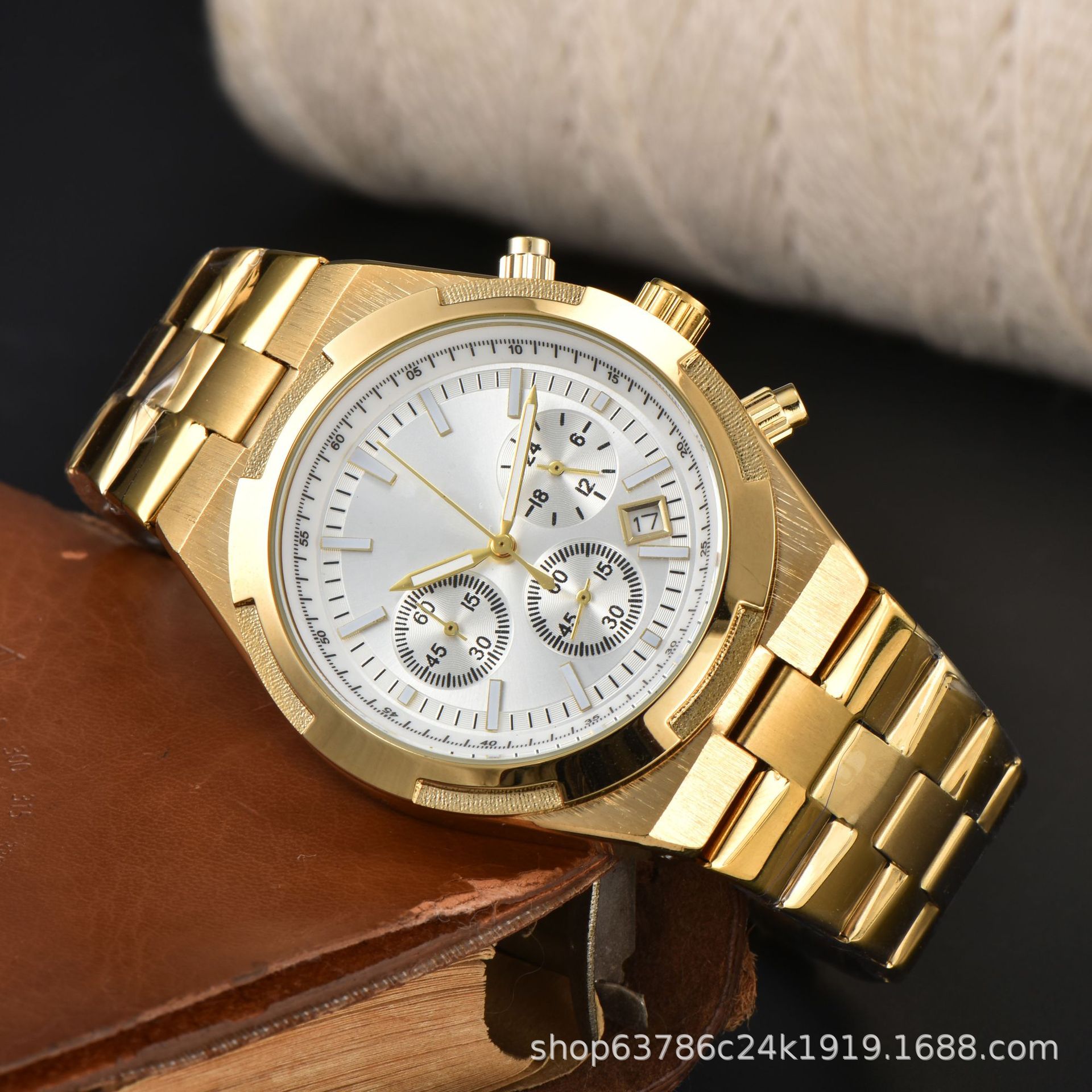 Guo Huang Cross-Border Fashion Jiangshi Brand High-Quality Quartz Three-Eye Six-Pin Full-Function Steel Strap Watch Manufacturer Direct Sale