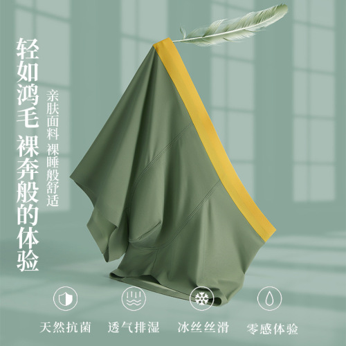 Naked Ice Silk Invisible Men's Underwear Zero-Feel Comfortable Breathable Skin-Friendly Silk-Lined gusset Antibacterial Straight-leg briefs for dropshipping