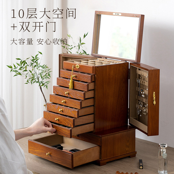 Capacious multilayer storage system from natural wood