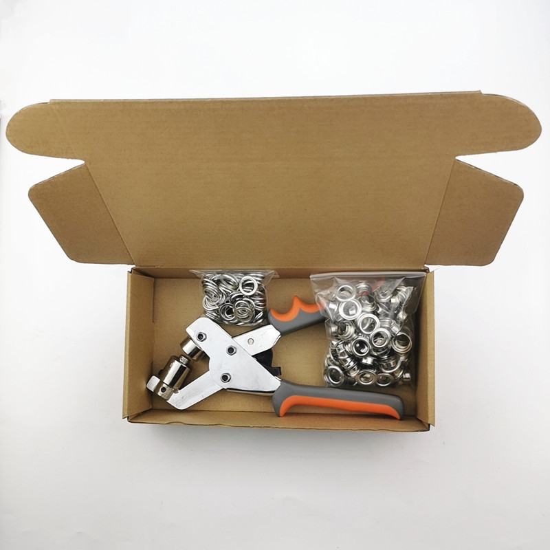 100 sets de agujeros de aire con alicates de instalación traje de publicidad inkjet tela hebilla display rack ojal cartel foto callos para transfronteriza