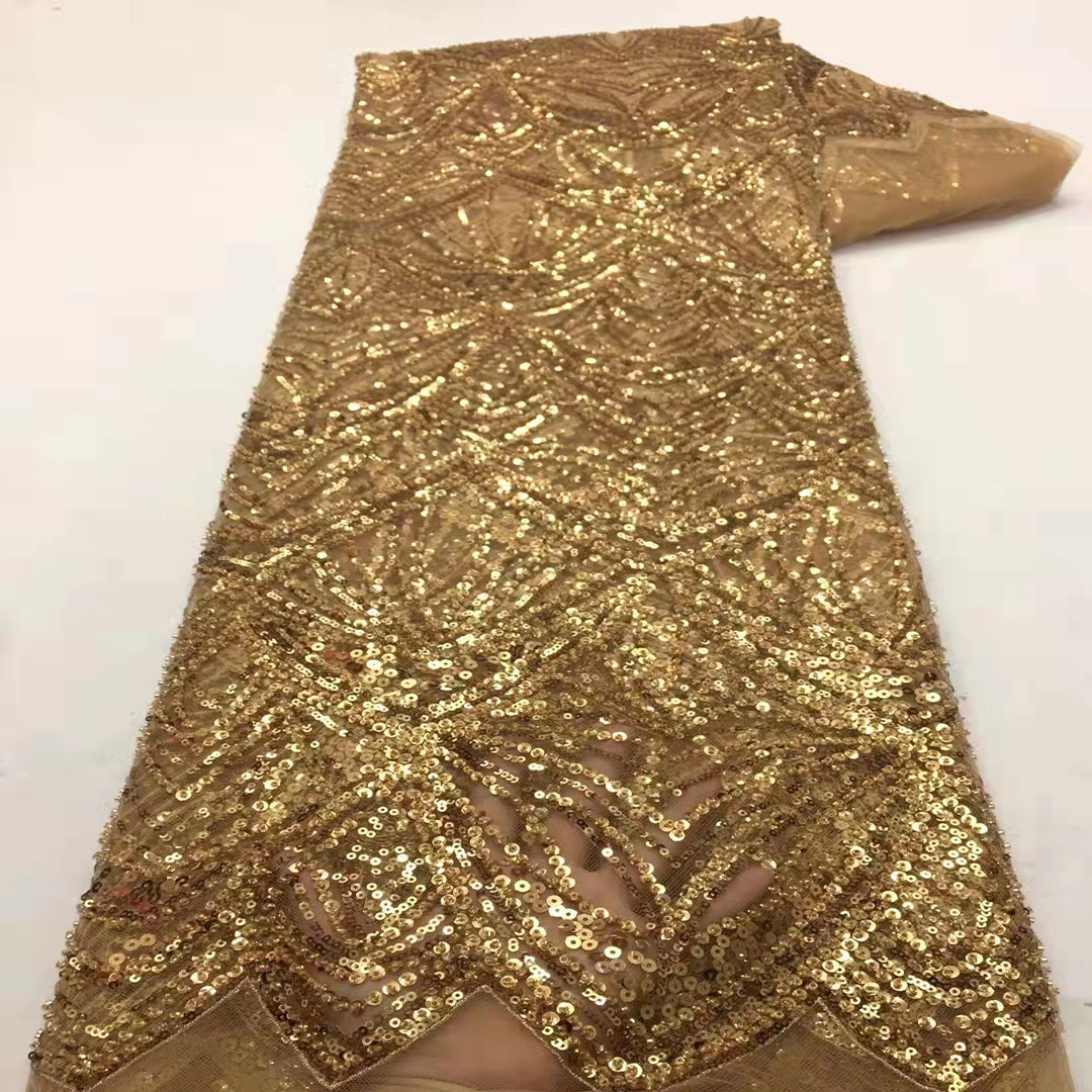 Nueva tela de encaje bordado multicolor industria pesada tubo de cuentas bordado DIY vestido de novia vestido de noche accesorios JX1979