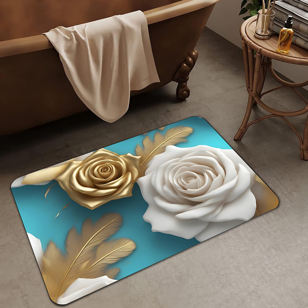 Alfombrilla de barro de diatomeas de flores tridimensionales de lujo ligero transfronterizo, alfombrilla de baño, alfombrilla de pie absorbente y antideslizante para el hogar, alfombrilla de entrada
