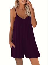 L 28938 Solid Pocket Cami Jumpsuit ��ɫ�������Ůʿ�����