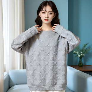 300kg plus size women's love printed loose slim vests 2024 autumn new fat sister coat 63382