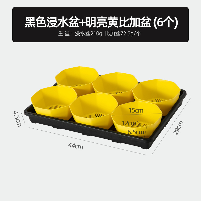 Bandeja de Plástico para Macetas, Cuadrada Negra, para Suculentas y Plántulas