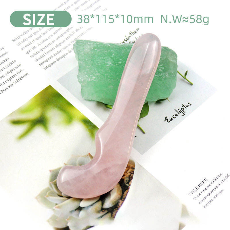 Pembe Kristal Gua Sha Taş, Pembe Kristal Yüz Masaj Rulo, Terasiş Masaj Taşı, Çiçek Taşı Kalp Şekli Jade Taş